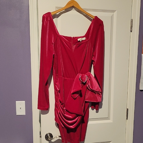 Fashion to Figure Red Long Sleeve Bodycon Dress - Picture 6 of 7